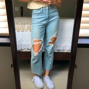 Distressed Straight-Leg Jeans